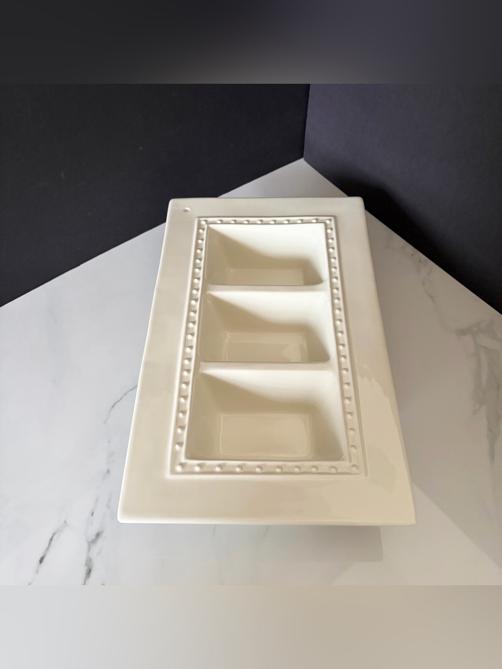 Pearl Dot Three Part Divided Server Relish Dish by Nora Fleming